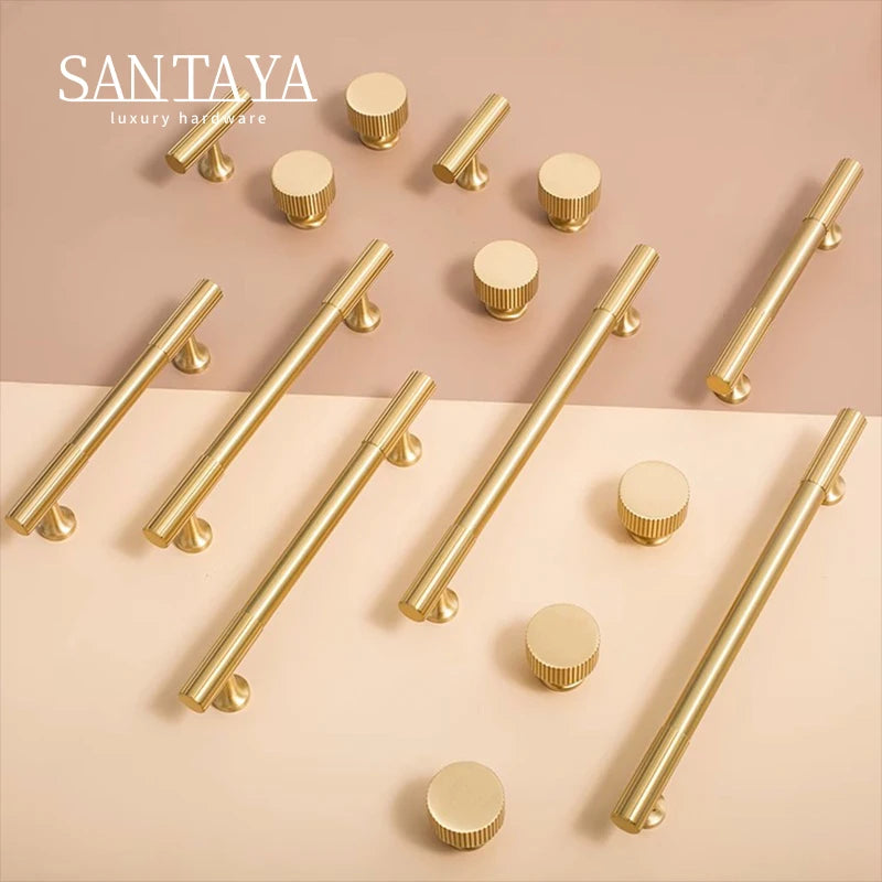 Solid Brass Kitchen Cabinet Gold Knobs