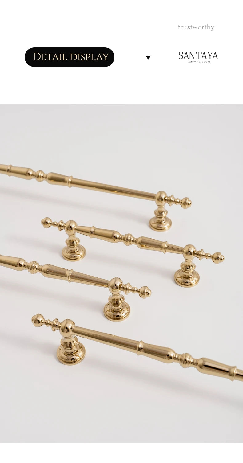 Solid Brass Bright Gold Knob