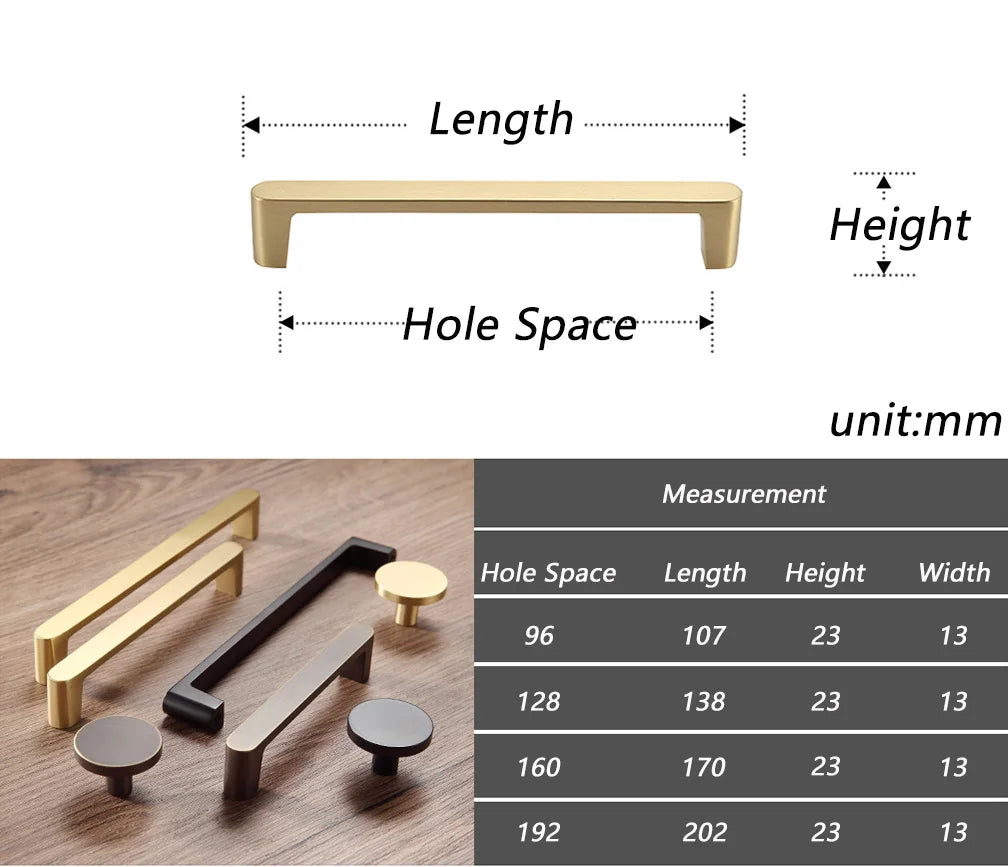 Modern Solid Brass Cabinet Handles