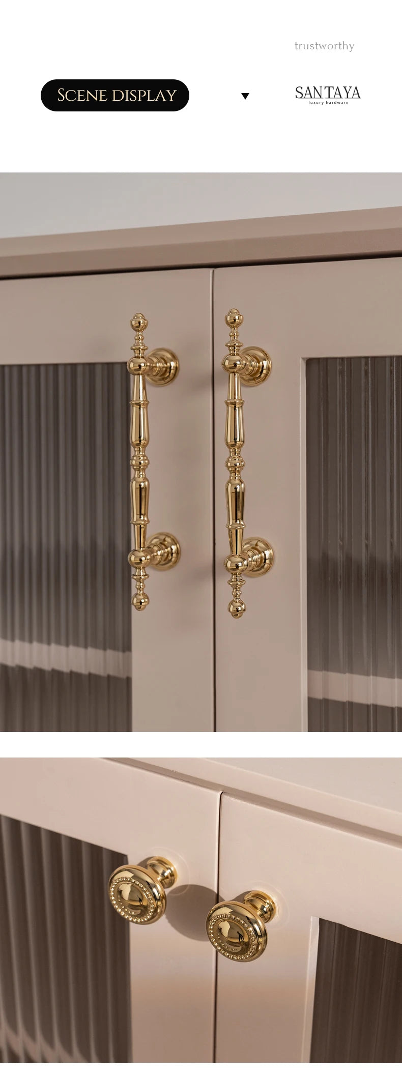 Solid Brass Bright Gold Knob