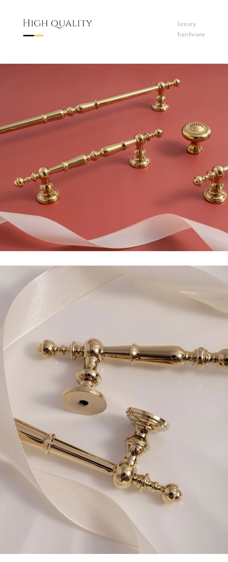 Solid Brass Bright Gold Knob