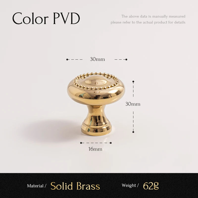 Solid Brass Bright Gold Knob